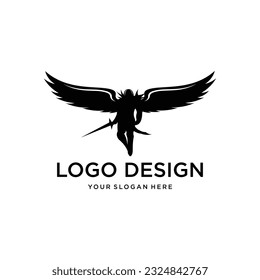 Soldier Angel Creative Logo Design Vector