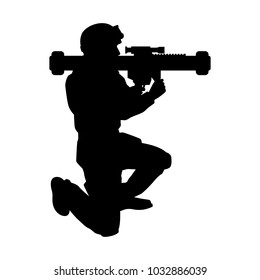 Soldier With Anti Tank Rocket Silhouette Vector