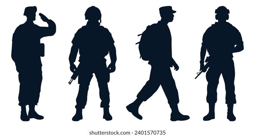 Soldado o ejército con portador de siluetas de pistolas