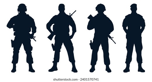 Soldado o ejército con portador de siluetas de pistolas
