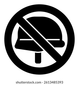 Soldier army helmet forbidden solid icon, stop war concept. Vector graphics. Military invasion prohibited sign on white background, glyph style mobile or design