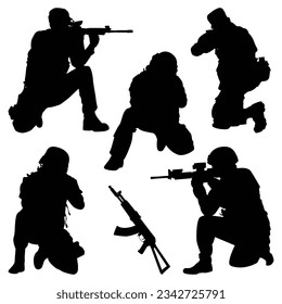 Soldier or army Silhouettes Vector Collection