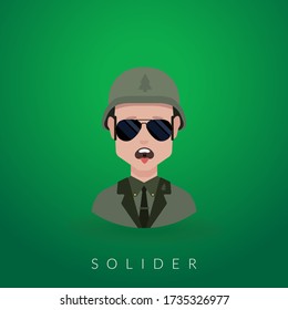 Soldier avatar icon. Male people character.