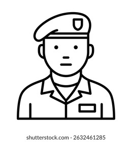 Soldier avatar military vector illustration. Editable stroke.