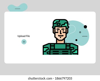 soldier avatars lineal color style icon set design of Person social communication human user partnership member and figure theme Vector illustration