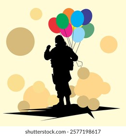 A soldier with balloons illustration