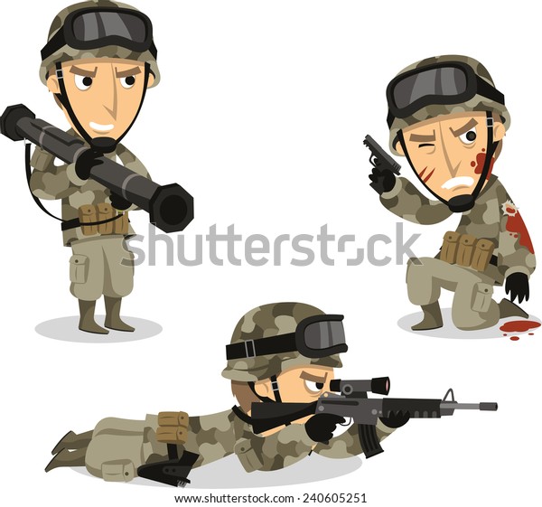 バズーカの機関銃を持つ歩兵で 軍服を着た状態の兵士 ベクターイラスト漫画 のベクター画像素材 ロイヤリティフリー