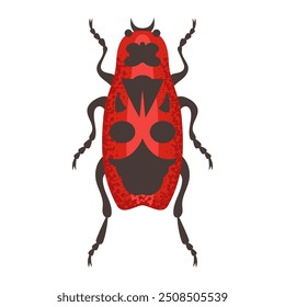 Fusca, inseto vermelho. Inseto colorido. Espécie de inseto da natureza e biodiversidade. Ilustração plana do vetor do besouro.