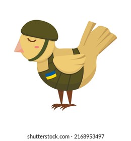 pájaro soldado. El símbolo de la lucha ucraniana contra los invasores en un moderno estilo de arte plano minimalista. Detengan la guerra en Ucrania. Bandera ucraniana azul y amarillo