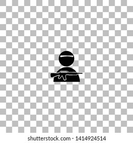 Soldier. Black flat icon on a transparent background. Pictogram for your project