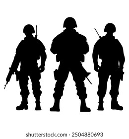 Soldier black silhouette vector illustration
