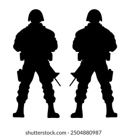 Soldier black silhouette vector illustration