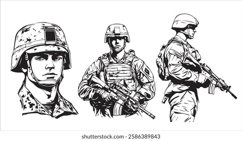 Soldier in Black and White