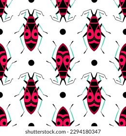Soldier bugs. Seamless pattern with cartoon element.