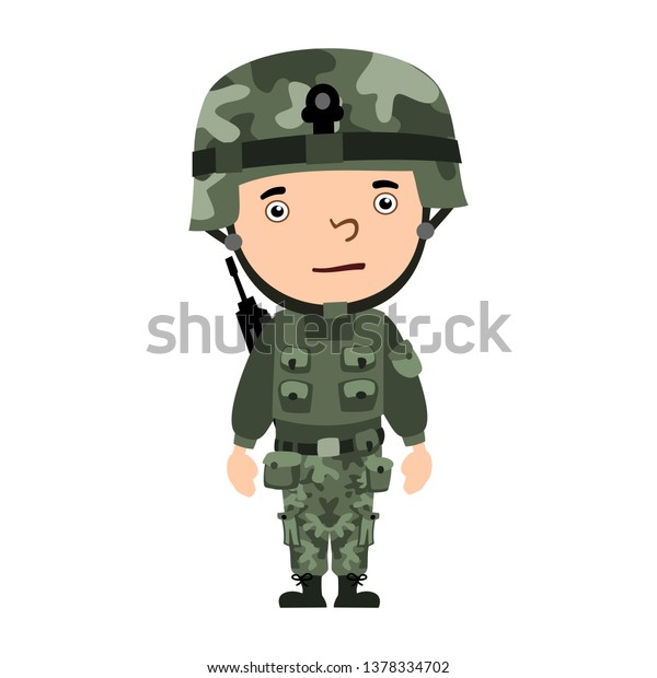 Soldier Cartoon Style Standing Isolated On Stock Vector (Royalty Free ...