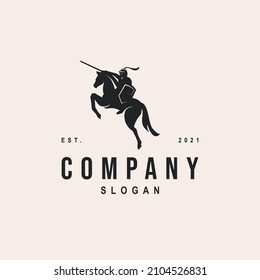 soldier cavalry jump horse logo
