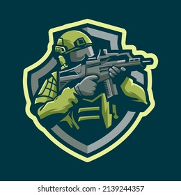 Soldier Character Mascot Logo Design Stock Vector (Royalty Free ...