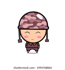 soldier character smiling. kawaii illustration