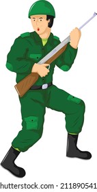 ilustración vectorial de carácter soldado