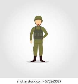 Soldier Character Vector Illustration.