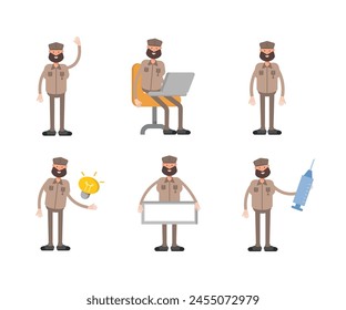 soldier characters set in various poses vector illustration