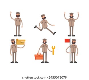 soldier characters set in various poses vector illustration