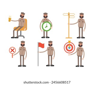 soldier characters set in various poses vector illustration