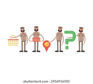 soldier characters set in various poses vector illustration