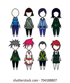 soldier Characters vector set cartoon design mobile game dress up Illustration on White Background