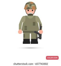 Soldier color flat icon for web and mobile design