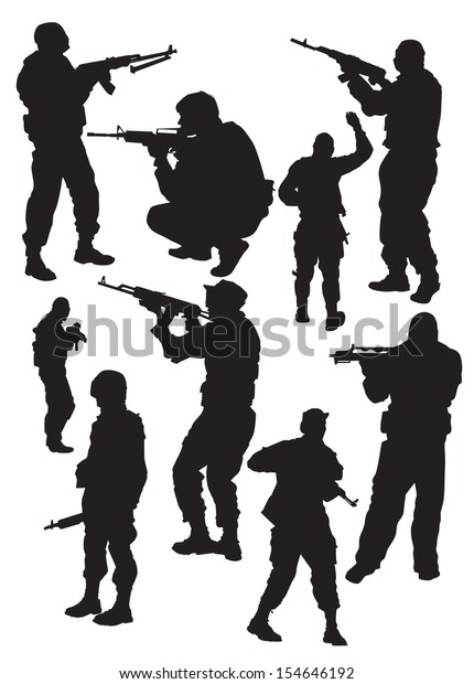 Soldier Combat Positions Stock Vector (Royalty Free) 154646192