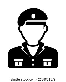 Ilustración del icono del vector del soldado (comandante, oficial)