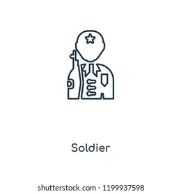 Soldier concept line icon. Linear Soldier concept outline symbol design. This simple element illustration can be used for web and mobile UI/UX.