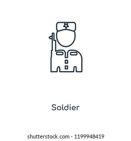 Soldier concept line icon. Linear Soldier concept outline symbol design. This simple element illustration can be used for web and mobile UI/UX.