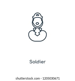 Soldier concept line icon. Linear Soldier concept outline symbol design. This simple element illustration can be used for web and mobile UI/UX.