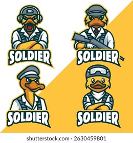 Soldier Duck Bundle Mascot Logo Design