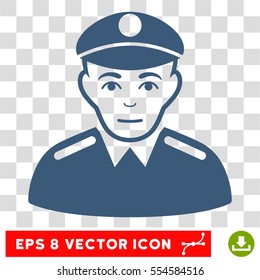 Soldier EPS vector pictogram. Illustration style is flat iconic blue symbol on chess transparent background.