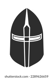 Soldaten für Krieg, Kampf oder Schlacht. Helm für Kämpfer oder Kämpfer, klassische Maske. Mittelalterliche oder alte Krieger- oder Ritterausrüstung einzeln auf einfarbigem Symbol. Vektorgrafik im Flachstil