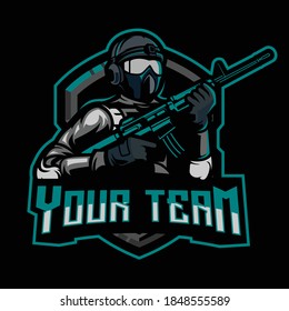 Soldier Esport Logo Design Vector