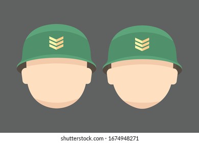 Soldier face icon, People symbol