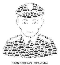 Soldier figure designed in the shape of soldier pictograms. Vector iconized collage done with simple pictograms.