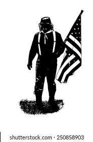 soldier with the flag of the American Civil War svg
