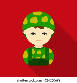 Soldier flat icon. Illustration for web and mobile design.