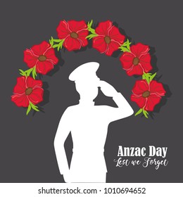 soldier with flowers to anzac day memory