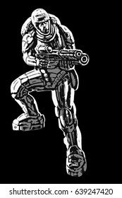 soldier of the future vector illustration. science fiction illustration