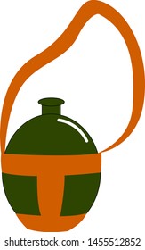 Soldier green flask, illustration, vector on white background.