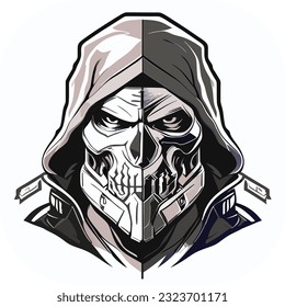 soldier grim reaper headshot vector, Grim reaper head vector illustration on turquoise, Reaper Logo Disgn Template Vector Illustration Template, 