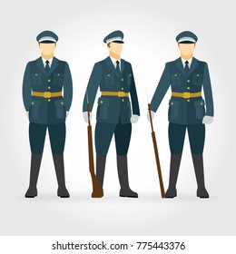 Soldier and guard of honor vector illustration.
