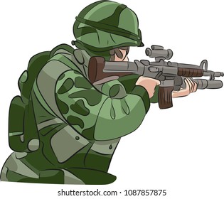 Soldier and gun
