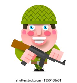 Soldier With Gun And Paint Vector Illustration On White Background